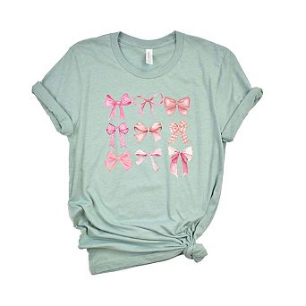 Coquette Pink Bow Chart Short Sleeve Graphic Tee