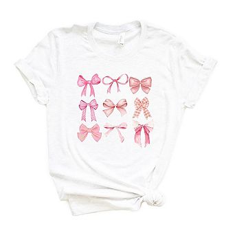 Coquette Pink Bow Chart Short Sleeve Graphic Tee