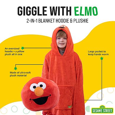 Unisex Sesame St. Elmo Kids Snugible Blanket Hoodie & Pillow