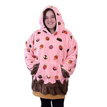 Unisex Chocolate Strawberry Snugible - Reversible Blanket Hoodie Pillow