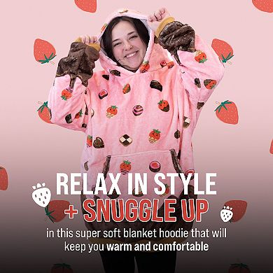 Unisex Chocolate Strawberry Snugible Blanket Hoodie & Pillow