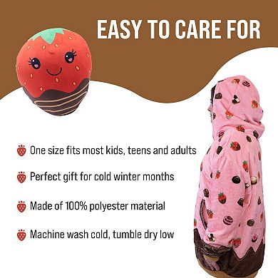 Unisex Chocolate Strawberry Snugible - Reversible Blanket Hoodie Pillow