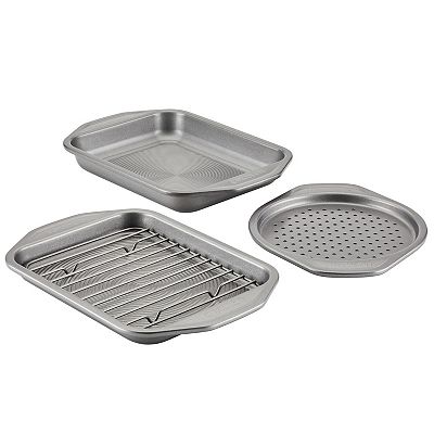 Total Bakeware Nonstick Toaster Oven and Personal Pizza Pan Baking Set, Gray, 4-Piece Total Bakeware Nonstick Toaster Oven and Personal Pizza Pan Baking Set, Gray, 4-Piece