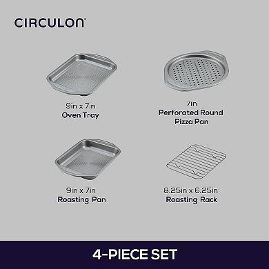 Circulon® Total Bakeware Nonstick Toaster Oven and Personal Pizza Pan 4-piece Baking Set
