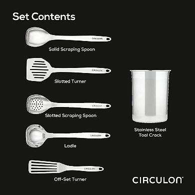 Circulon® Stainless Steel Kitchen Tools with Crock 6-piece Set