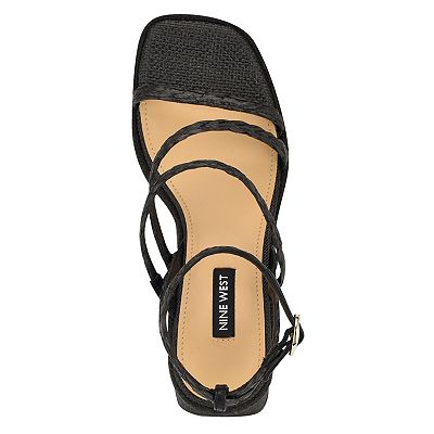 【大特価】Nine West Emolly Raffia Block Heel サンダル Amazon.com | Nine West Women's Emolly3 Heeled Sandal, Black