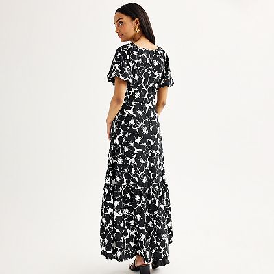black and white empire waist dress Empire-Waist Sleeveless Midi Dress Black White block / S main image 0