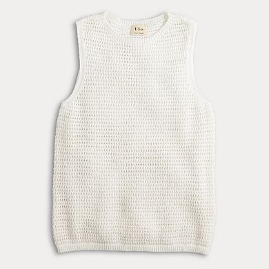 Women's Elie Elie Tahari Sleeveless Crochet Crewneck Sweater