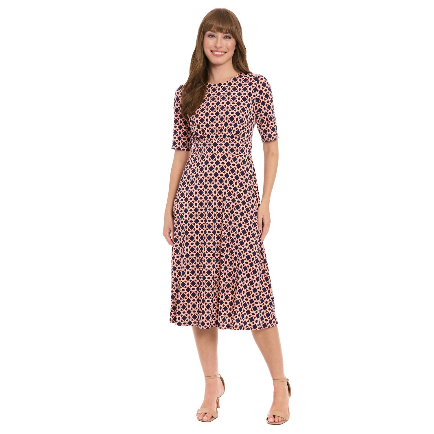 Женские платья London Times Petite London Times Printed Midi A-Line Dress