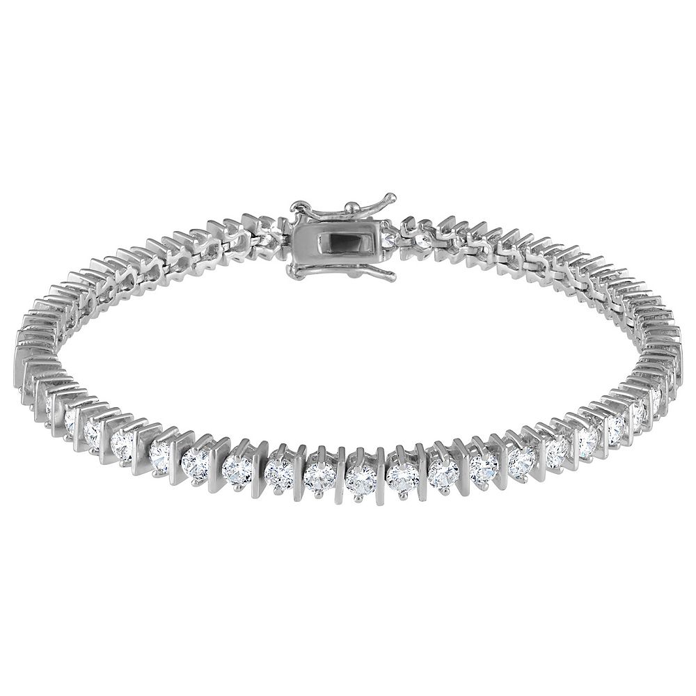 14k Sterling Silver Cubic Zirconia Tennis Bracelet