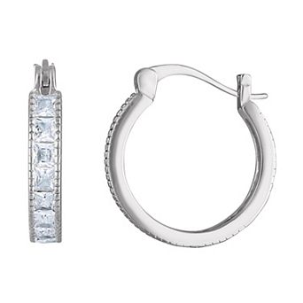 Sterling Silver Cubic Zirconia Hoop Earrings
