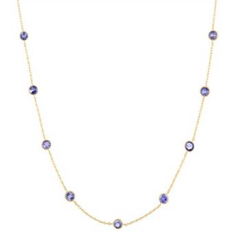 14k Gold Tanzanite Station Necklace