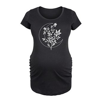 Maternity Floral Crescent Moon Graphic Tee