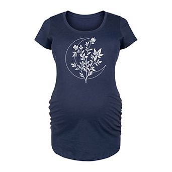 Maternity Floral Crescent Moon Graphic Tee