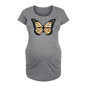 Maternity Floral Print Butterfly Graphic Tee