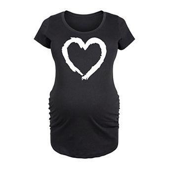 Maternity Paintbrush Stroke Heart White Graphic Tee