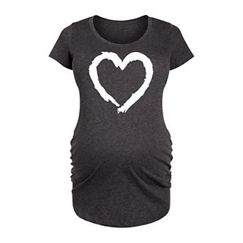 Maternity Paintbrush Stroke Heart White Graphic Tee