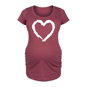 Maternity Paintbrush Stroke Heart White Graphic Tee