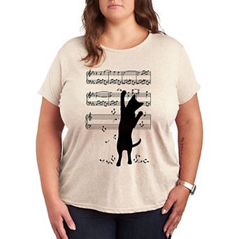 Plus Cat Playing Music Graphic Tee