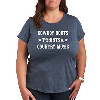 Plus Cowboy Boots And Music Graphic Tee