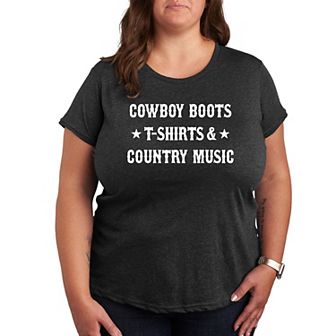 Plus Cowboy Boots And Music Graphic Tee
