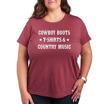 Plus Cowboy Boots And Music Graphic Tee