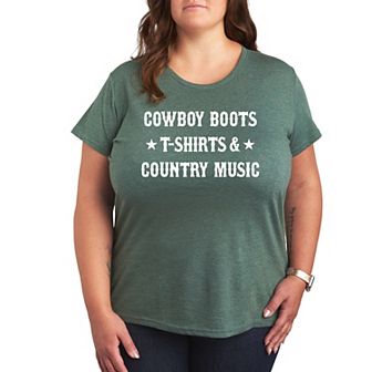 Plus Cowboy Boots And Music Graphic Tee