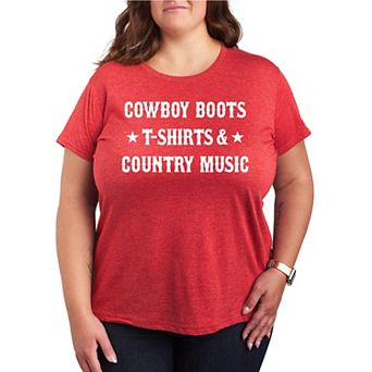 Plus Cowboy Boots And Music Graphic Tee