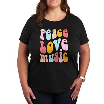 Plus Peace Love Music Distressed Graphic Tee
