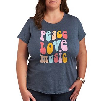 Plus Peace Love Music Distressed Graphic Tee