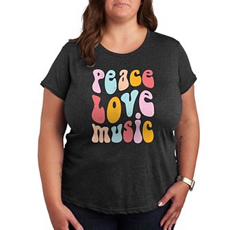 Plus Peace Love Music Distressed Graphic Tee