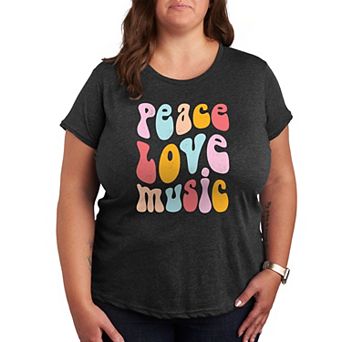 Plus Peace Love Music Distressed Graphic Tee