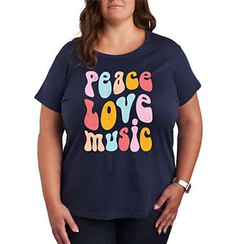 Plus Peace Love Music Distressed Graphic Tee