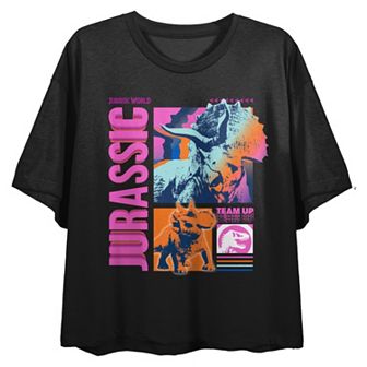 Juniors' Bioworld Jurassic World Neon Gamescape Short Sleeve Graphic Tee