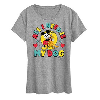 Disney's Mickey Mouse & Pluto Plus All I Need Is My Dog Graphic Tee