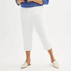 Cotton Capri trousers - White - Sz. 42-60 - Zizzifashion