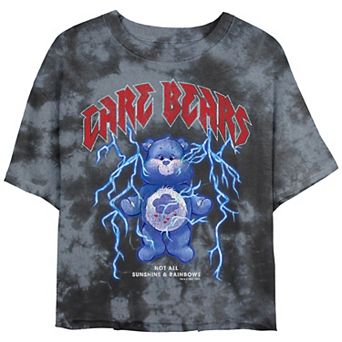 Juniors' Care Bears Not All Sunshine And Rainbows Crop Top Bombard Wash Graphic Tee