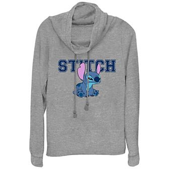 Disney's Lilo & Stitch Angry Sitting Stitch Juniors' Cowlneck Graphic Lightweight Long Sleeve