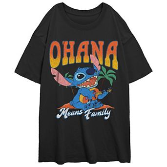 Disney's Lilo & Stitch Ohana Means Family Stitch Juniors' Oversize Graphic Tee