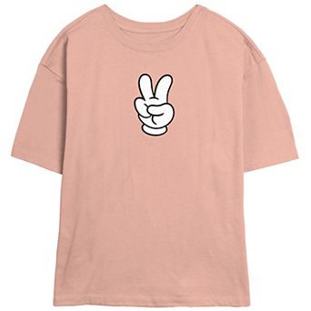 Disney's Hand Peace Sign Juniors' Skimmer Graphic Tee