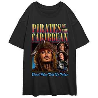 Juniors' Pirates Of The Caribbean Jack Sparrow And Company Oversize Graphic Tee