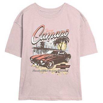 Juniors' Chevy Camaro See The USA In Your Chevrolet Skimmer Graphic Tee