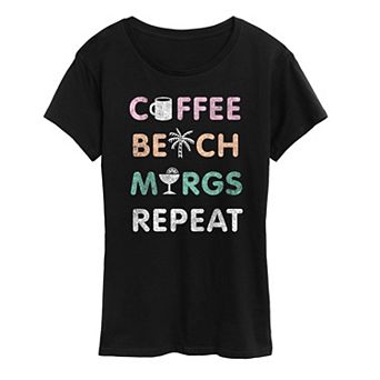 Women's Coffee Beach Repeat Graphic Tee