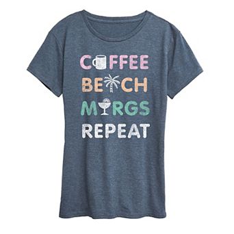 Women's Coffee Beach Repeat Graphic Tee