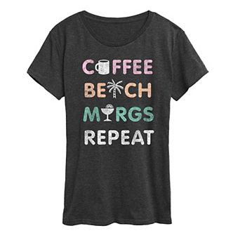 Women's Coffee Beach Repeat Graphic Tee