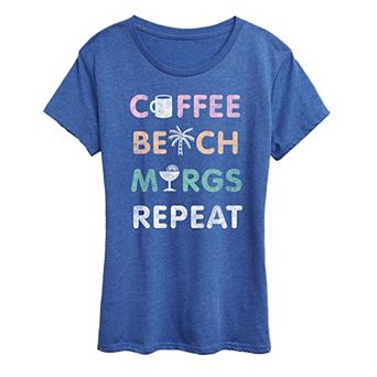 Women's Coffee Beach Repeat Graphic Tee