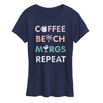 Women's Coffee Beach Repeat Graphic Tee