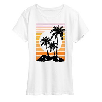 Women's Sunset Palm Trees Graphic Tee