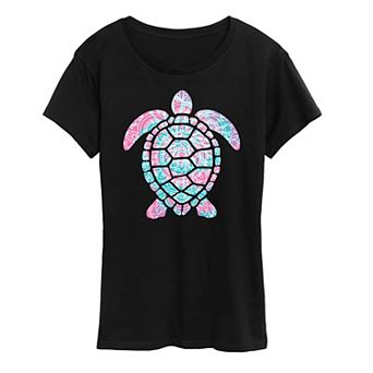 Women's Tie Dye Mandala Turtle Graphic Tee