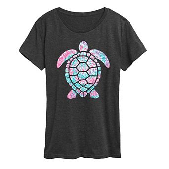 Women's Tie Dye Mandala Turtle Graphic Tee